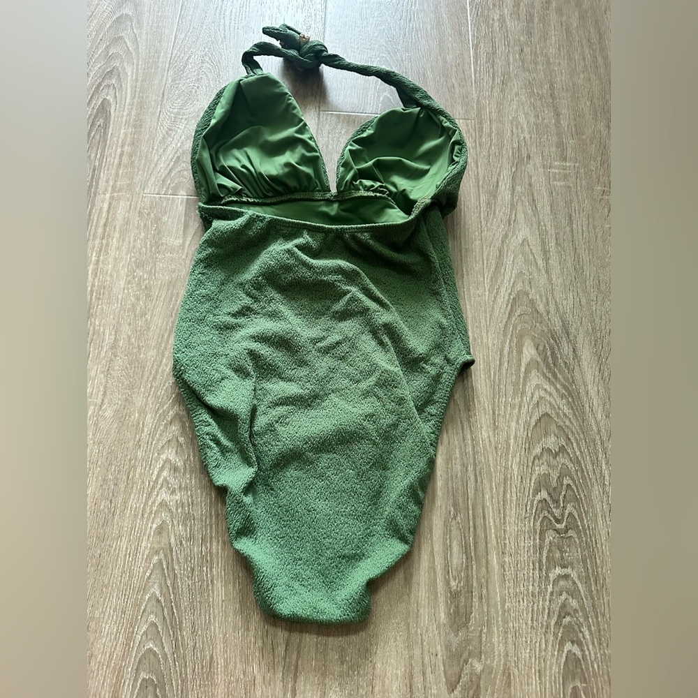 VIX Paula Hermanny army green seersucker one‎ piece NWT Size Small - Picture 4 of 4